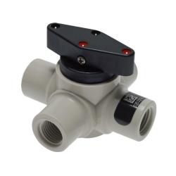 Plastic Ball Valves - 4-Way - Horizontal Execution with Double Angled Bore