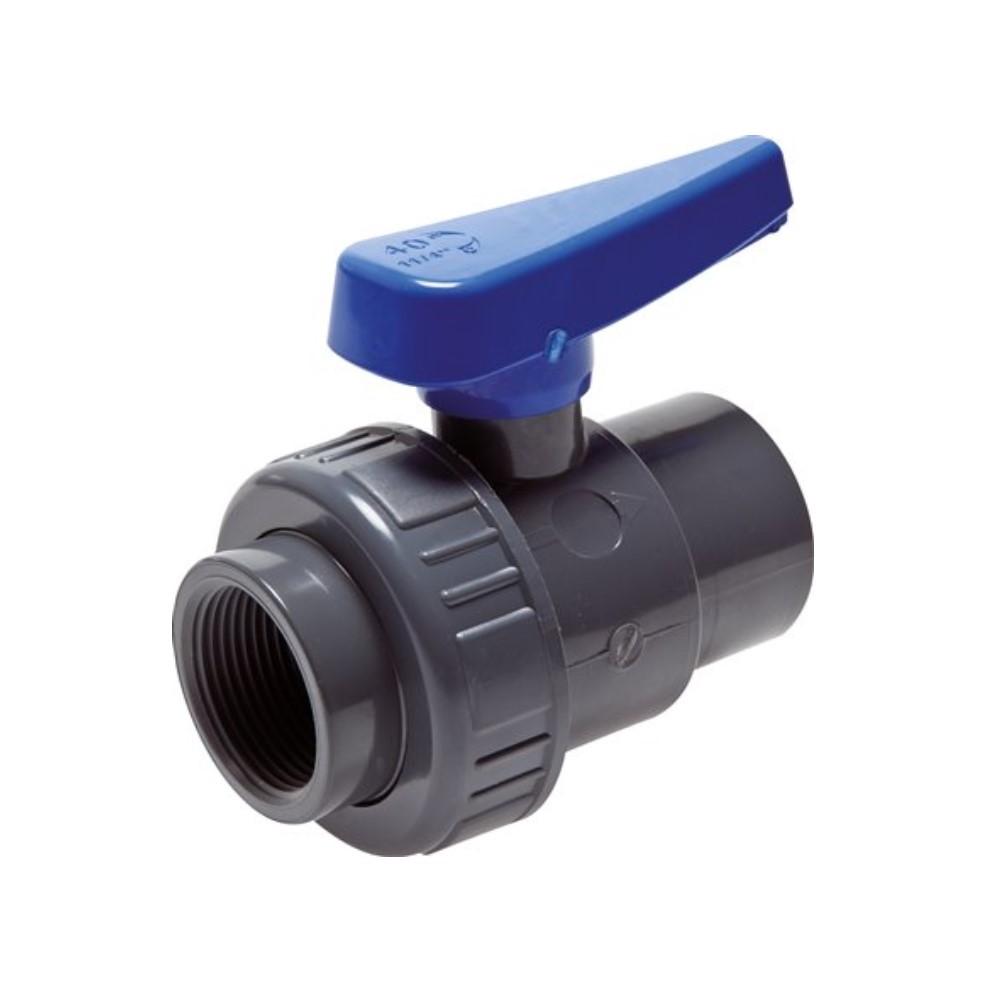 Single-ring ball valve - PVC-U - 2-way - Water version - Female thread Rp 1/2" to Rp 4" - DN 15 to 100 - PN 0 to 16
