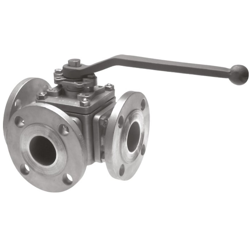 Flanged Ball Valve - 3-Way - Stainless Steel - Full Passage - PN 16