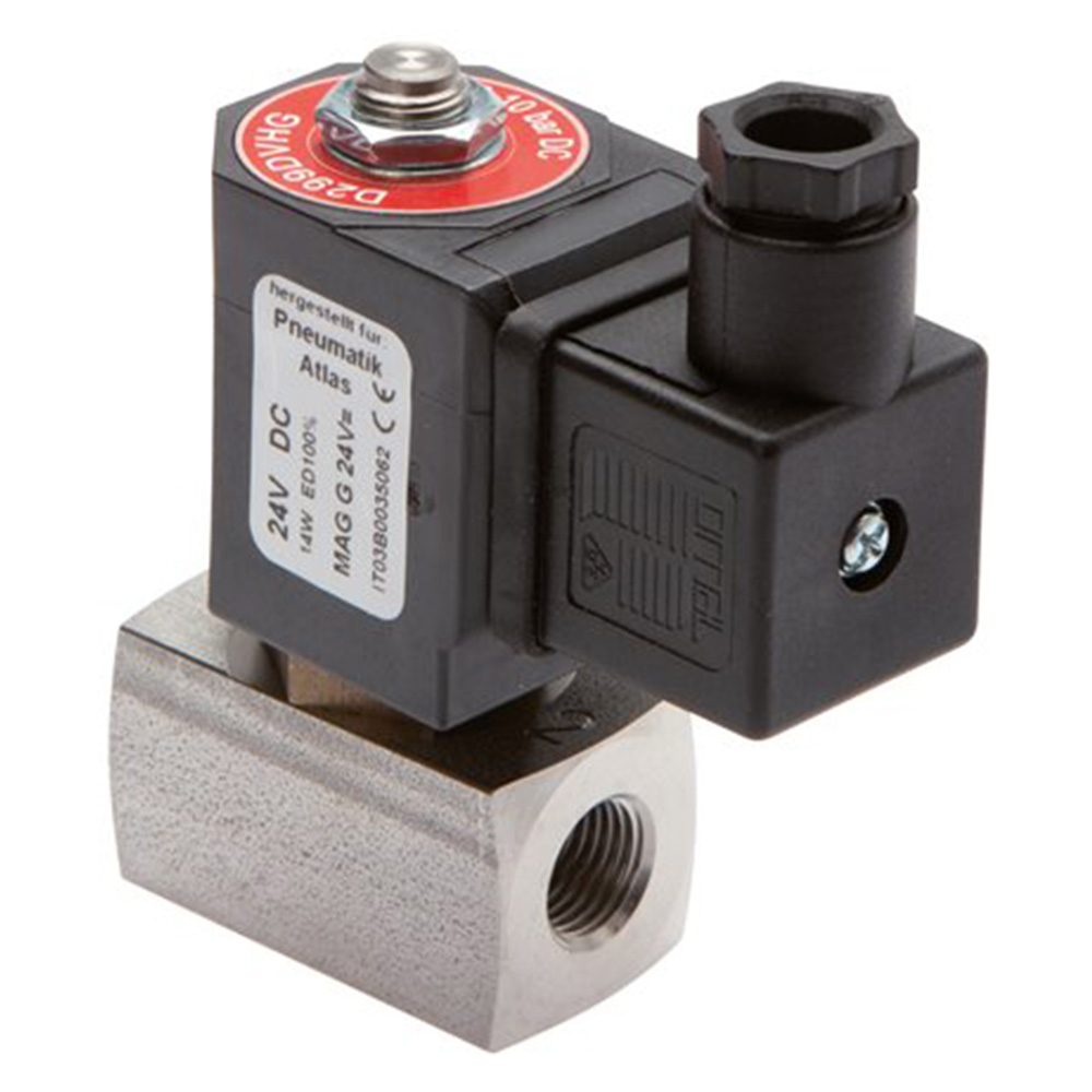 Solenoid valve - 2/2-way - stainless steel - compressed air water oil - 0 to 20 bar - closed when currentless