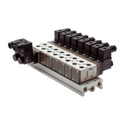 Mehrfachanschlussplatte - für 5/2- und 5/3-Wege-Magnetventile - Aluminium - Baureihe SF4000 - 2 bis 19 Anschlüsse