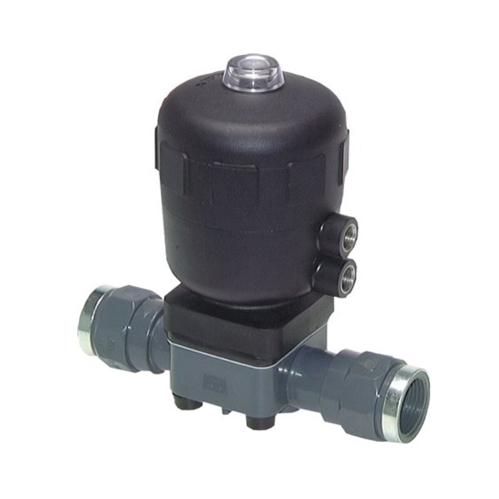 Diaphragm valve - PVC - port 20 to 63mm - with solvent sockets - single-acting -
