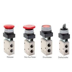 Valve à bouton-poussoir 3/2 voies - bouton-poussoir et interrupteur rotatif 3/2-