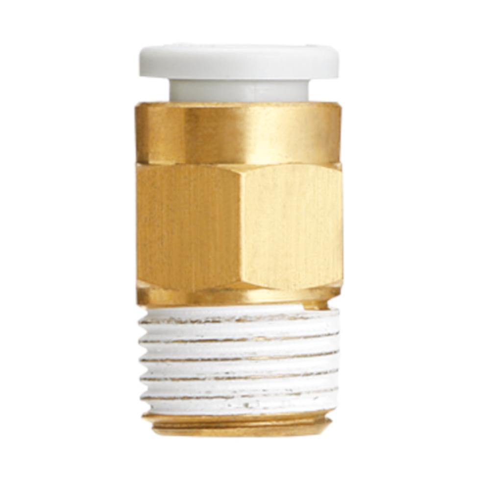Straight push-in fitting KQ2H - stainless steel or brass/PBT - without seal - hose Ø 3.2 to 16 mm - male thread 1/8" to 1/2" - PU 2 to 10 pieces - price per piece