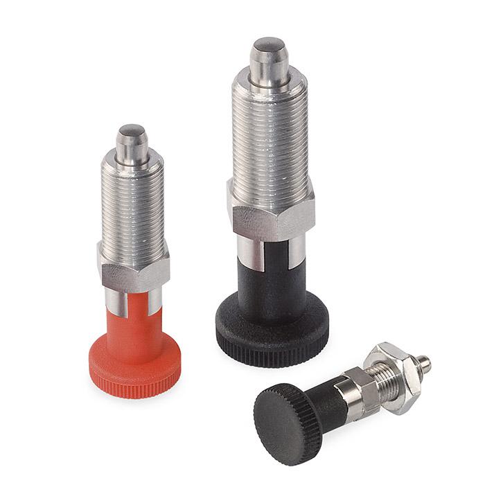 Index Plungers - with fine thread - with lock - M 10 x 1, M 12 x 1.5 and M 16 x 1.5 mm