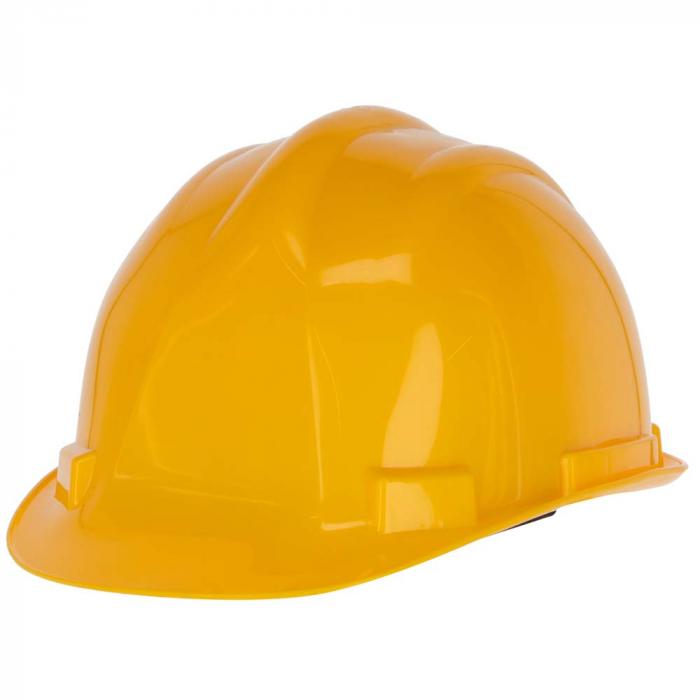 Safety helmet - 6-point suspension - polypropylene - with sweatband and adjustable headband - yellow or white