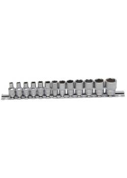 Socket wrench bit set - 6.3 mm (1/4 ") 6-Kant - sizes from 4 to 14 mm - 13 pcs.