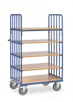 Shelved trolley - with 5 floors of wood - end walls with struts
