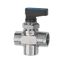 3-way mini ball valve - Chrome-plated brass - L-bore - DN 5 - Female thread G 1/4" - PN 20 bar