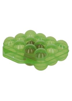 Eier-Transportbox - Kunststoff - für 12 Eier - grün transparent