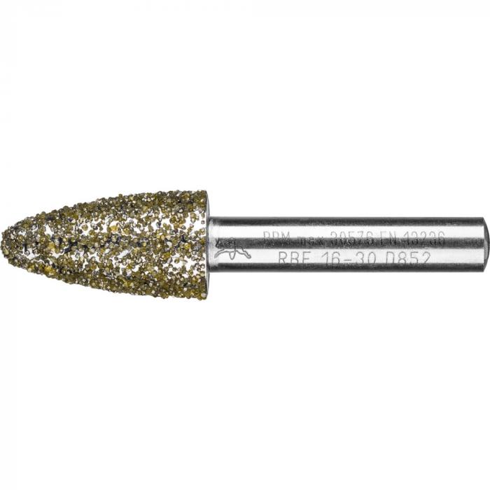 PFERD diamond grinding point - conical shape SK - grit size D 64 - outer ø 6.0 to 15.0 mm - shank ø 6 mm