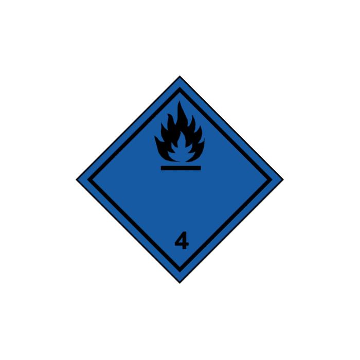 Hazardous materials sign "Flammable solids (water activated) class 4"