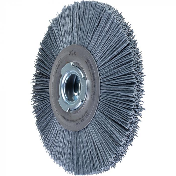 PFERD round brush POS RBU - untangled - wide - universal use - plastic silicon carbide (SIC) - outer-ø 150 and 200 mm - trim width 25 mm - max. Bore-Ø 50.8 mm - socket / adapter AK 32-2 - trim material -ø 0.55 and 1,