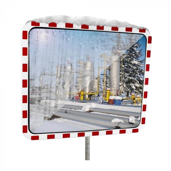 TM-B Ice-free traffic mirror - INOX - rectangular - with reflectors