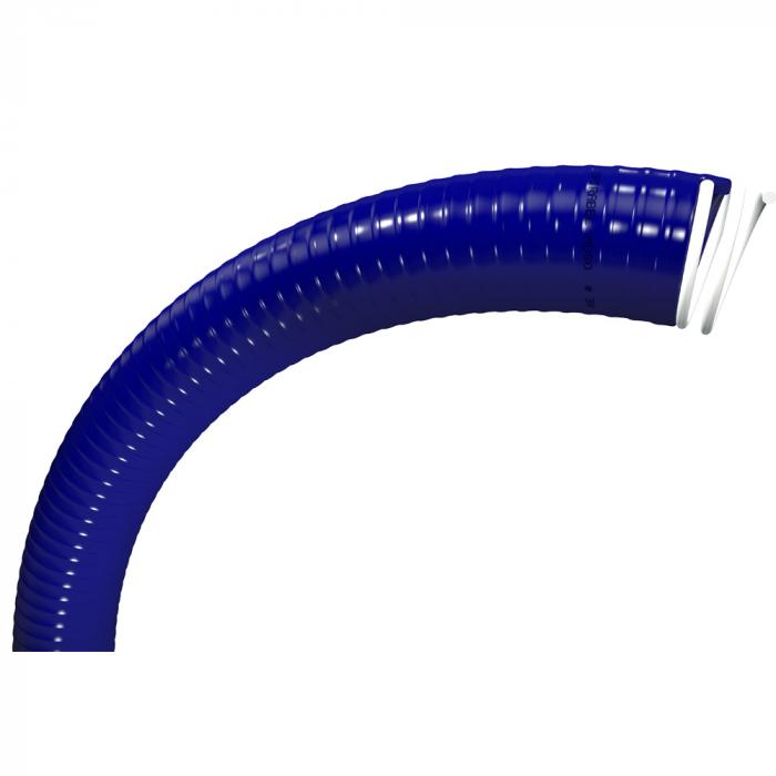 PVC spiral hose SpirabelÂ® MDSO - inside Ø 25 to 152 mm - outside Ø 33 to 166 mm - length 10 to 50 m - color blue - price per roll