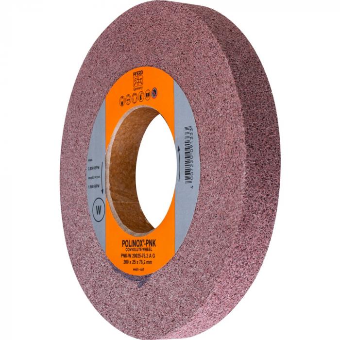 PFERD POLINOX compact grinding wheel PNK - corundum / silicon carbide - outer ø 200 mm - bore ø 76.2 mm - grain size coarse to fine - design soft to extra hard