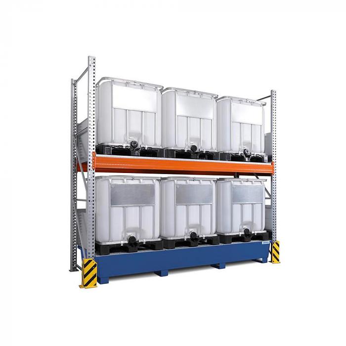 Combi-shelf type 3 K6-I - with collecting pan galvanized or painted - for 6 IBCs of 1000 liters