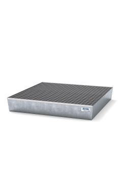 Collection tray classic-line - galvanized steel - grating - for 4 barrels