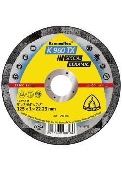Skärskiva K 960 TX keramik - diameter 115 till 125 mm - bredd 1 mm - borrning 22,23 mm