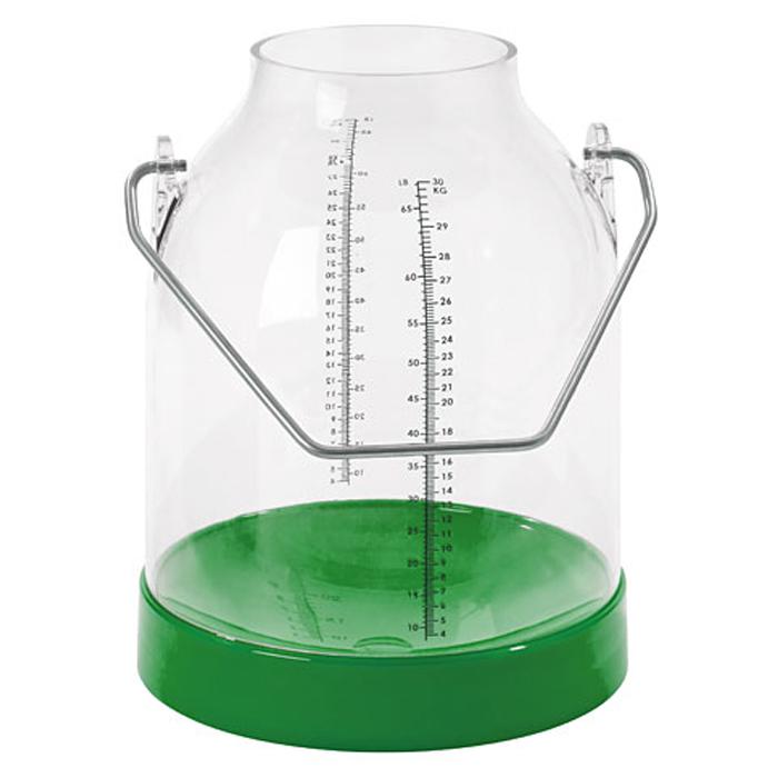 Milking pail - plastic (polycarbonate) - height of hanger 117 to 143 mm - 30 l - with scale - red, blue and green