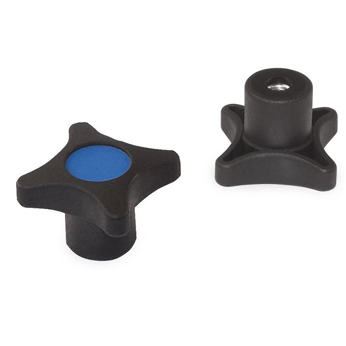 palm grip nut - with blind holes - Ø 40 mm - M 6 and M 8 - black