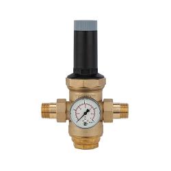 Pressure regulator - for drinking water - incl. pressure gauge, brass sieve cup - R 1 or R 3/4 - control range 0.5 to 2 bar