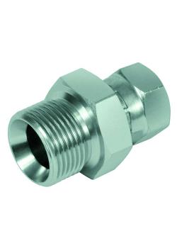 Straight adapter - chrome-plated steel - BSP external thread G 1/8 "to G 1" to JIC-IG UNF 7/16 "to UN 1 5/16"