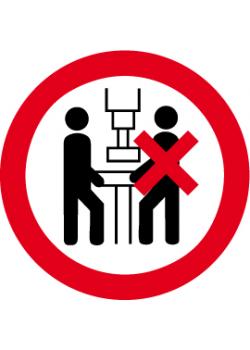 Prohibition sign - "Machine may be used by one person" - diameter 5 to 40 cm