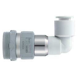 Angle quick coupling with socket - hose outer diameter 3.2 to 16 mm - size M5 to 1/2 - pack of 5 - price per piece