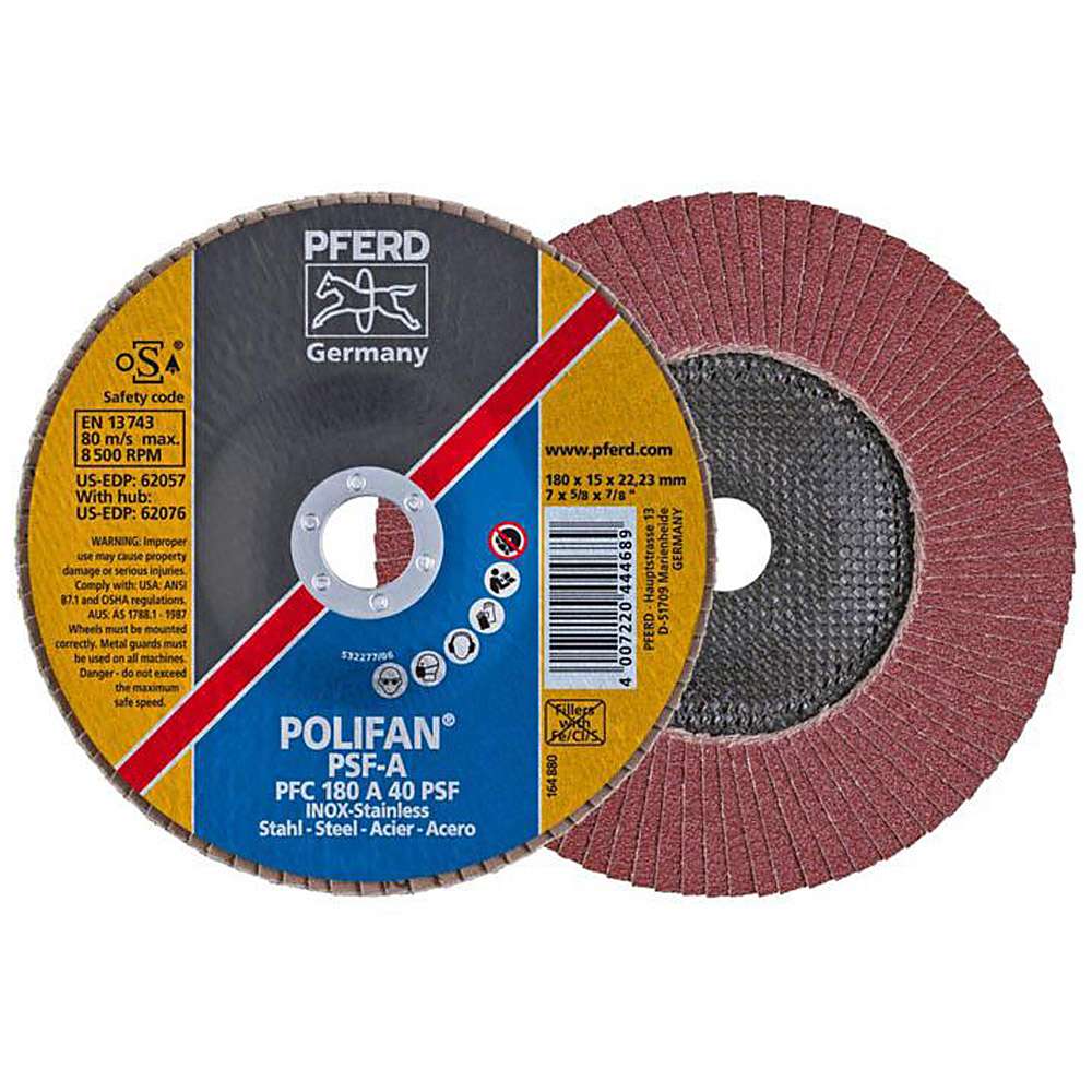 Fan grinding wheel - PFERD POLIFAN® - for steel / INOX / plastic - conical design