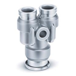 Y-kobling med reduktion KQB2U - messing/rustfrit stål - slange udvendig diameter 3,2 til 16 mm - pris pr. stk.