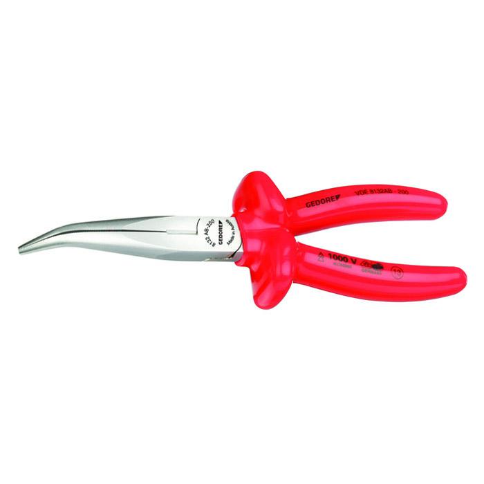 VDE needel nose pliers - dip-insulated - angled - chrome-plated