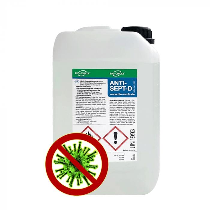 Hånddesinfektionsmiddel ANTISEPT -D - baseret på ethanol - indhold 100 ml til 10 l
