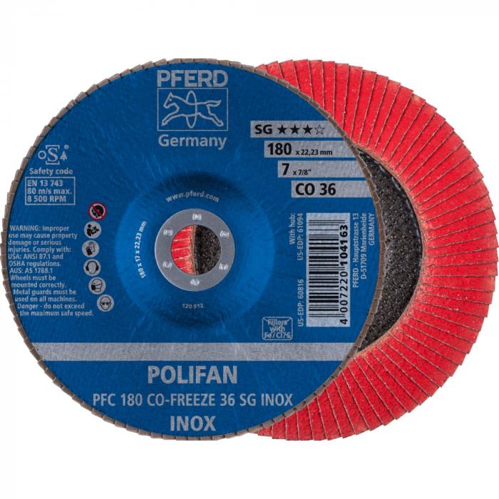 Rondelle frein dentée POLIFAN - PFERD - CO-FREEZE - SG INOX - forme conique PFC - Ø extérieur 115 à 180 mm - 10 pièces - Prix par UE