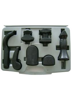 Rubber dent removal set - 7 pieces - in case - rubber coating - for working on aluminum sheets (no risk of contact erosion)