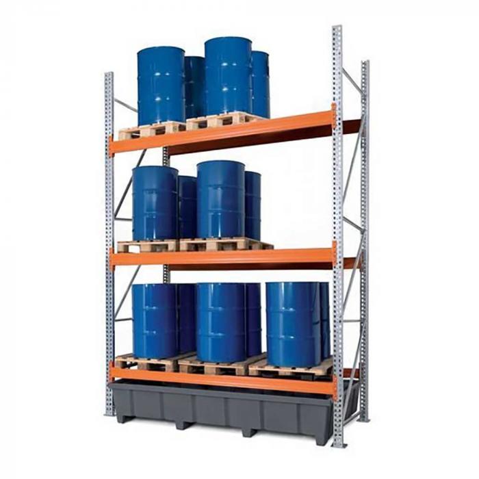 Pallet rack PRP 27.37 - for 9 Euro or 6 chemical pallets - with 3 storage levels - different versions
