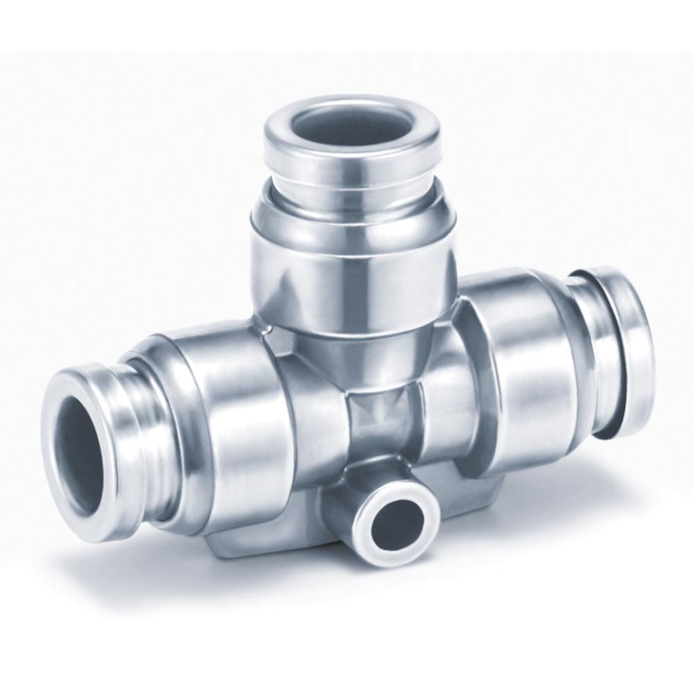 T-steekverbinding KQG2T - roestvrij staal - buitendiameter slang 3,2 tot 16 mm - prijs per stuk