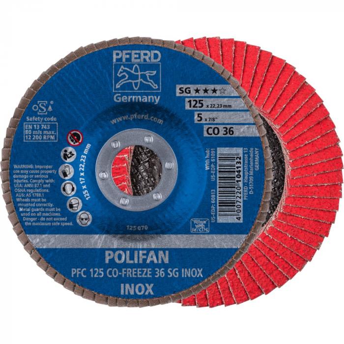 Podkładka ząbkowana POLIFAN - PFERD - CO-ZAMRAŻANIE - SG INOX - wykonanie stożkowe PFC - Ø zewnętrzna 115 do 180 mm - 10 szt. - Cena za opakowanie