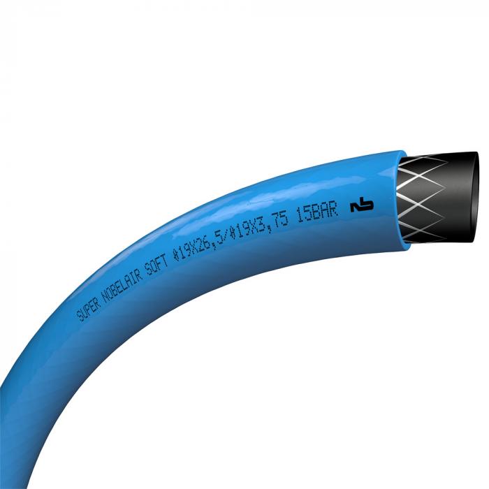 PVC trykluftslange Super Nobelair® Soft - indvendig Ø 6,3 til 25 mm - udvendig Ø 11 til 33,5 mm - længde 25 til 50 m - farve blå - pris pr.