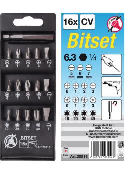 Bitssats - i plastfodral - inkl. magnethållare - 16 delar