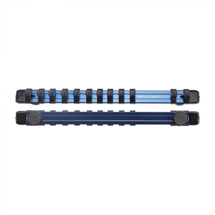Holding rail for 12 sockets - magnetic - for drive 10 mm (3/8") or 12.5 mm (1/2") - length 310 mm