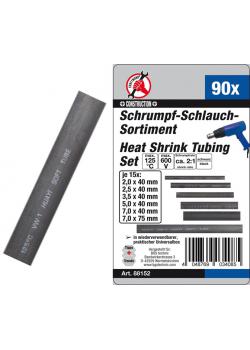 Shrink tubing, assortment - Shrink ratio 2: 1 - black - 90 pcs
