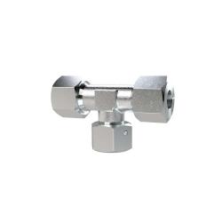 Adjustable T-fitting - Galvanized steel - 360° rotatable - PN max. 630 bar - Outer pipe Ø 8 mm