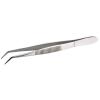Stainless steel tweezers - pointed - angled shape - corrugated handle - length 105 mm to 160 mm