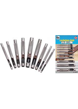 Punches Set - with material-ejection slot - sizes 2.5 to 10 mm - 9 pcs.