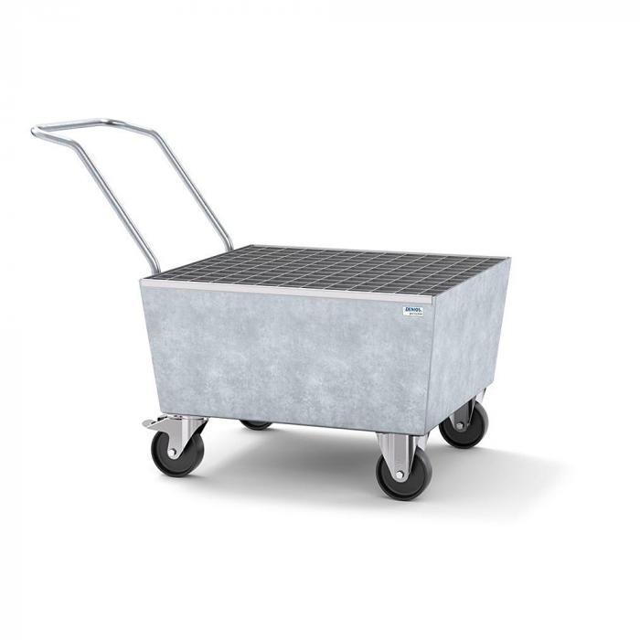 Mobile collection tray pro-line - galvanized steel - castors electr. conductive - wire rack - for 1 or 2 200 liter drums