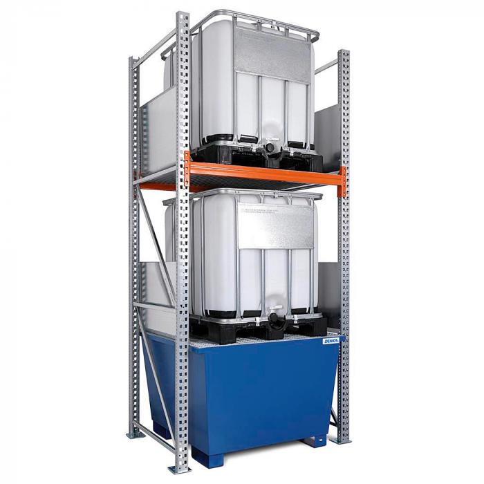 Combi-shelf type 3 K2-I - with collecting pan galvanized or painted - for 2 IBCs of 1000 liters each