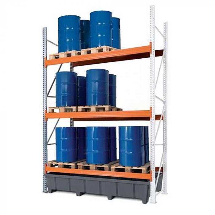 Pallet rack PRP 27.37 - for 9 Euro or 6 chemical pallets - with 3 storage levels - different versions