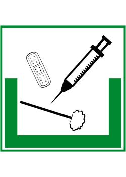 Environmental label "beholdere til sprøjter og medicinsk udstyr" - 5 til 40 cm