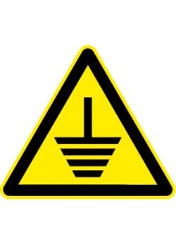 Warning sign "Grounding required" - leg length 5-40 cm
